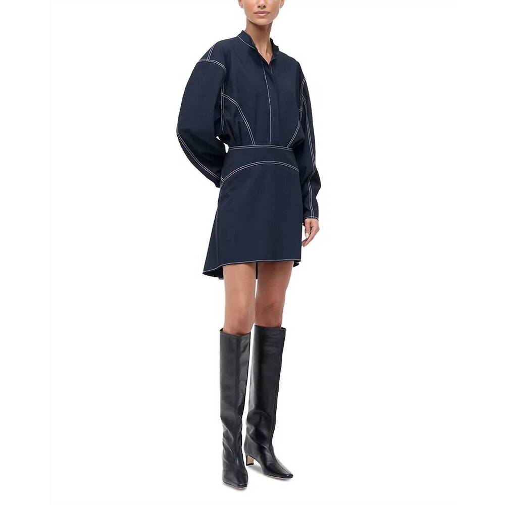NEW STAUD kiln long sleeve mini dress in navy - Picture 4 of 6